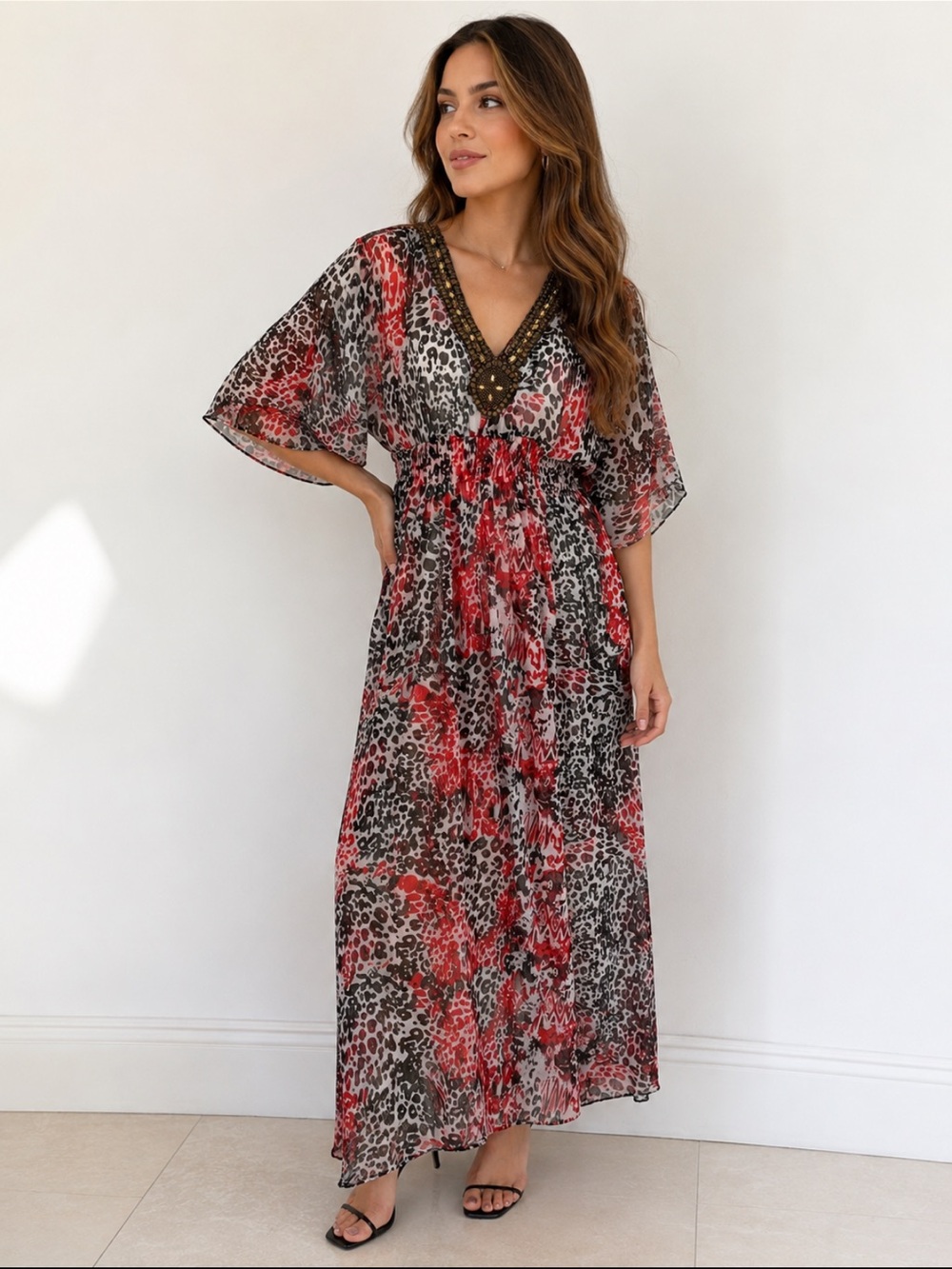 Samsara by Lis Beaded Animal Print Swim Cover-Up | Resort Kaftan